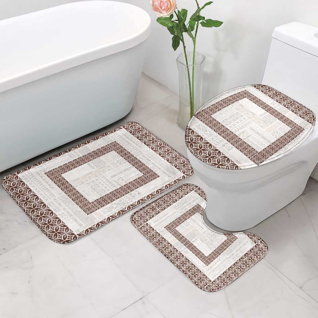Samoa Siapo Brown Trimmed Bathroom Set Samoa White Sunday - Polynesian Pride