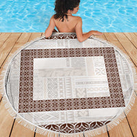 Samoa Siapo Brown Trimmed Beach Blanket Samoa White Sunday LT01 - Polynesian Pride