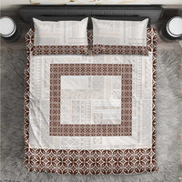 Samoa Siapo Brown Trimmed Bedding Set Samoa White Sunday - Polynesian Pride