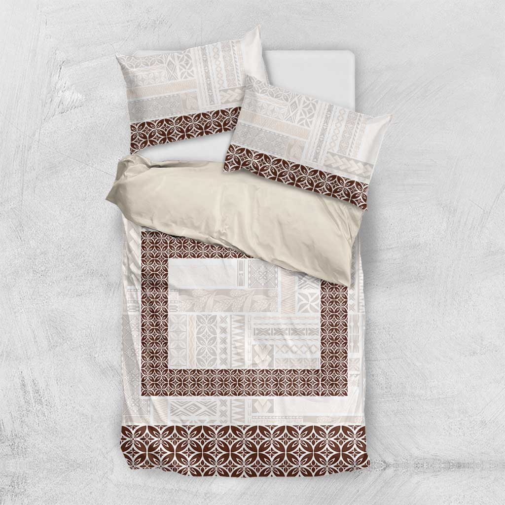 Samoa Siapo Brown Trimmed Bedding Set Samoa White Sunday - Polynesian Pride