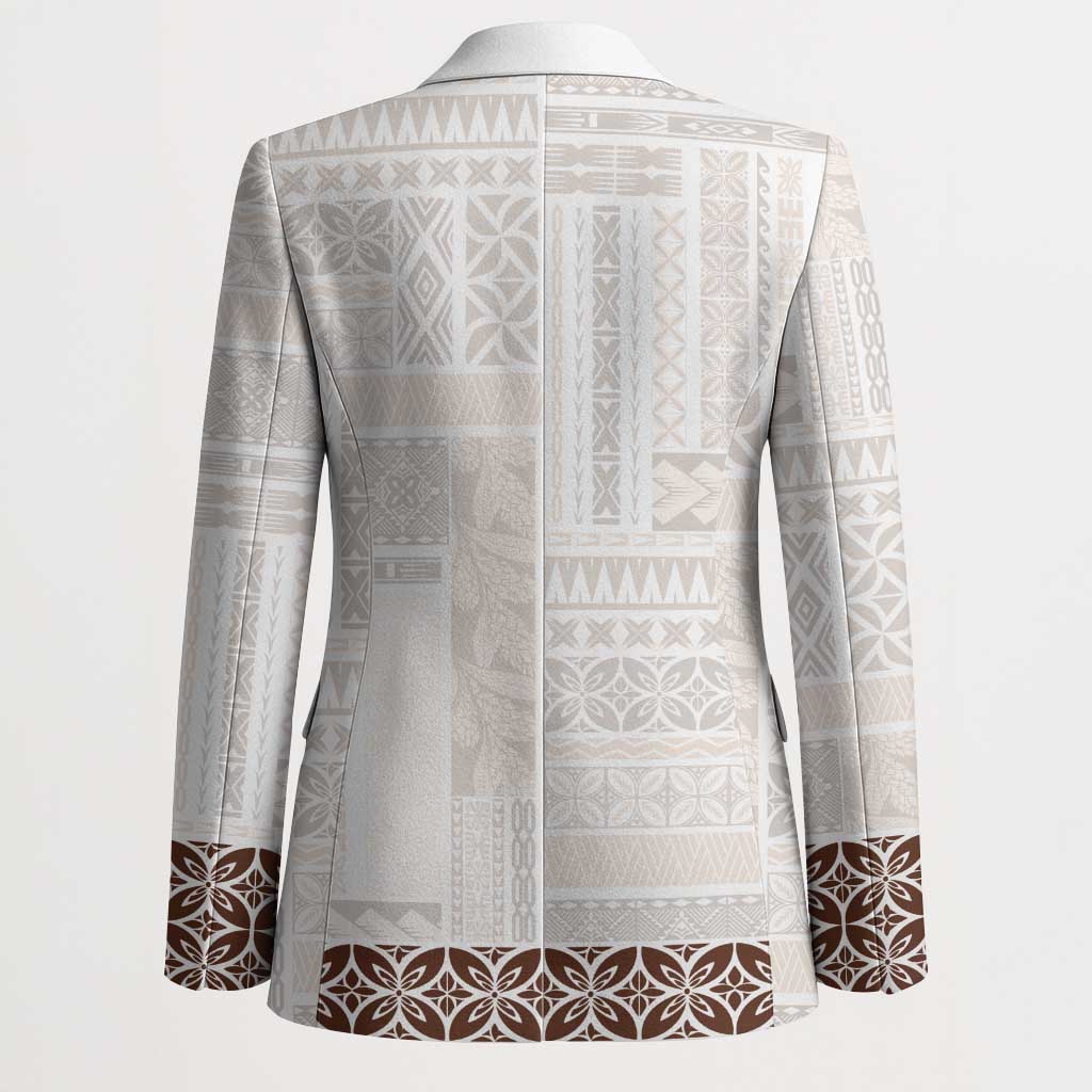 Samoa Siapo Brown Trimmed Blazer Samoa White Sunday - Polynesian Pride