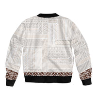 Samoa Siapo Brown Trimmed Bomber Jacket Samoa White Sunday - Polynesian Pride