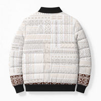 Samoa Siapo Brown Trimmed Bomber Puffer Jacket Samoa White Sunday LT01 - Polynesian Pride