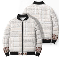Samoa Siapo Brown Trimmed Bomber Puffer Jacket Samoa White Sunday LT01 - Polynesian Pride