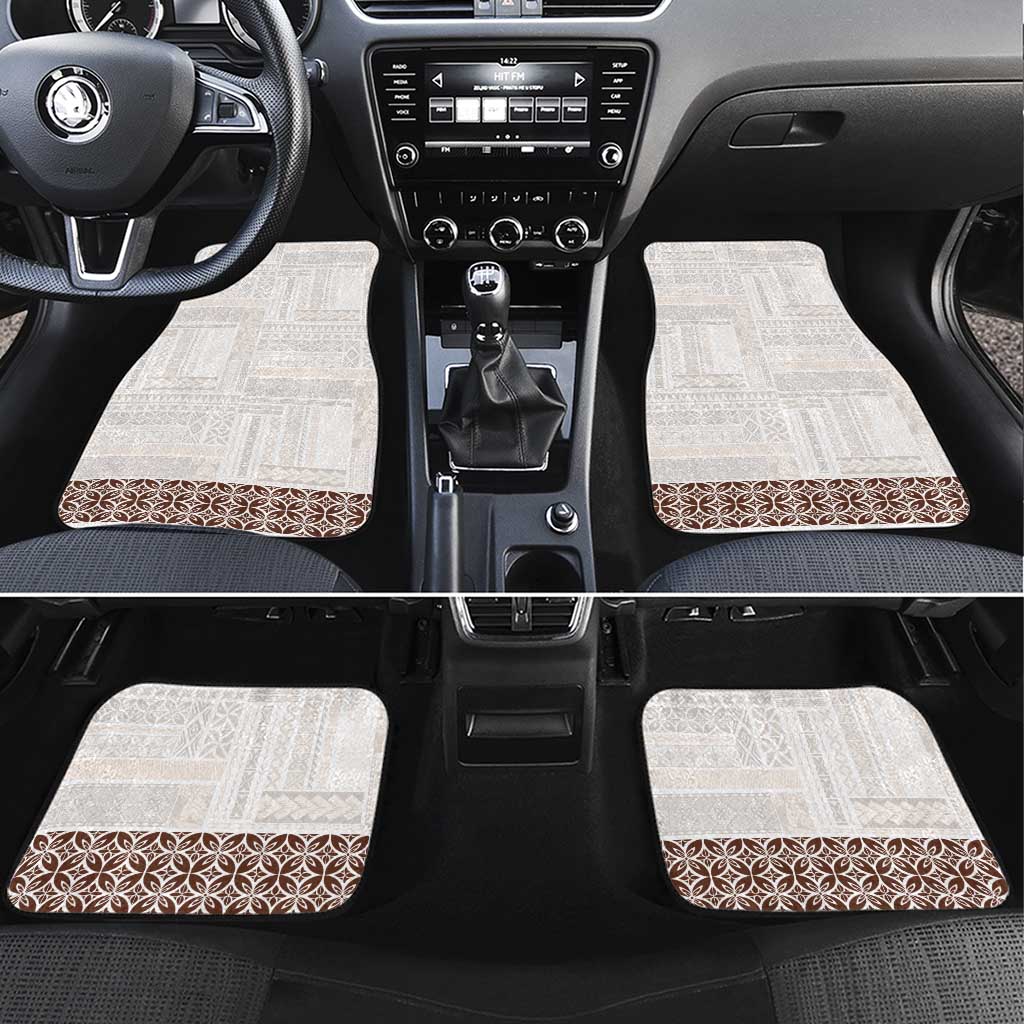 Samoa Siapo Brown Trimmed Car Mats Samoa White Sunday LT01 Set 4pcs Brown - Polynesian Pride