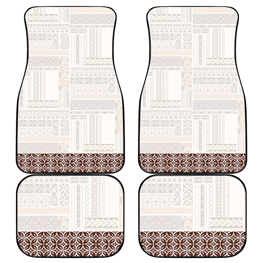 Samoa Siapo Brown Trimmed Car Mats Samoa White Sunday LT01 - Polynesian Pride