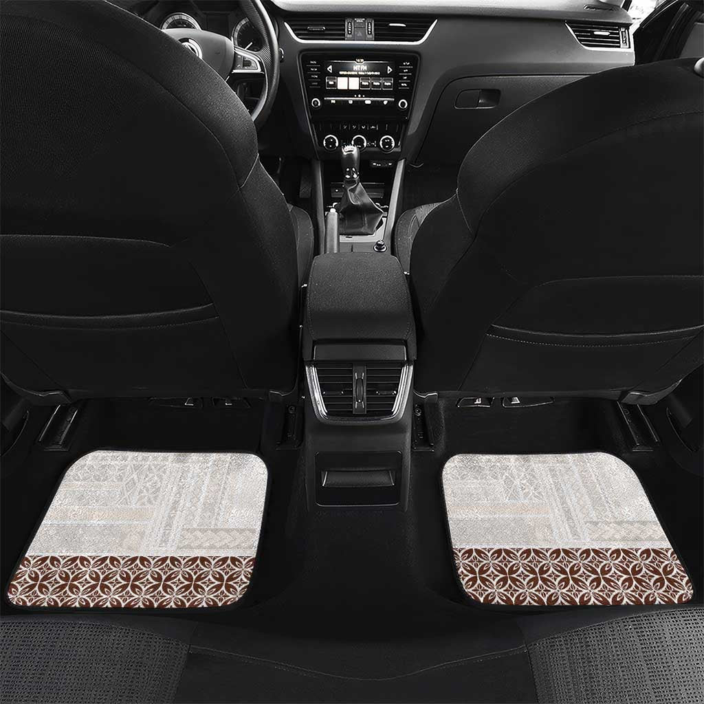Samoa Siapo Brown Trimmed Car Mats Samoa White Sunday LT01 Set 2pcs - Back Brown - Polynesian Pride