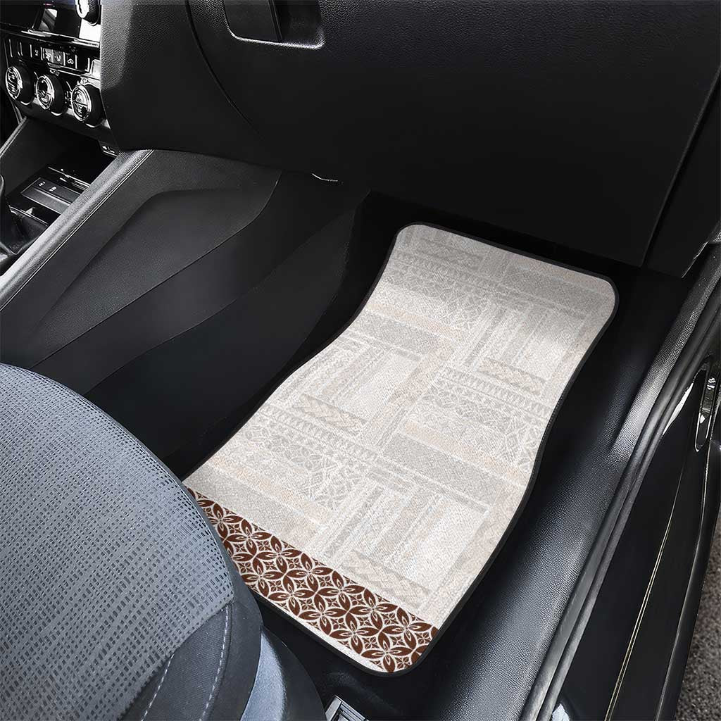 Samoa Siapo Brown Trimmed Car Mats Samoa White Sunday LT01 - Polynesian Pride