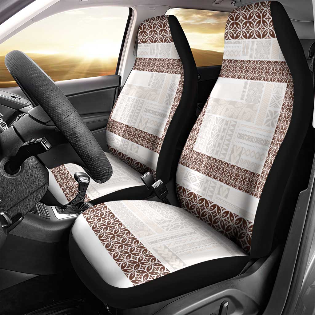 Samoa Siapo Brown Trimmed Car Seat Cover Samoa White Sunday - Polynesian Pride