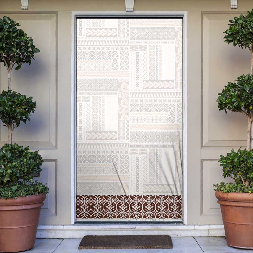 Samoa Siapo Brown Trimmed Door Cover Samoa White Sunday LT01 Brown - Polynesian Pride