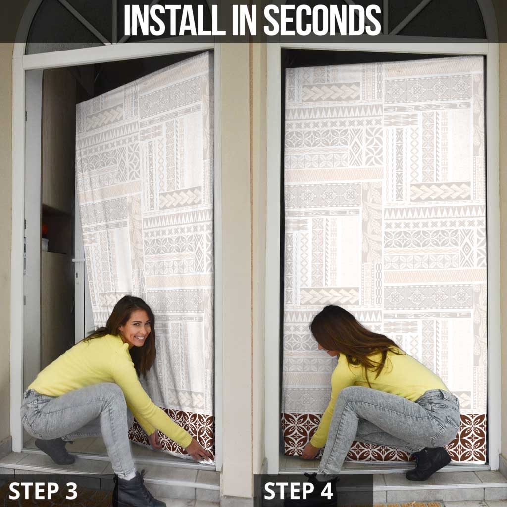 Samoa Siapo Brown Trimmed Door Cover Samoa White Sunday LT01 - Polynesian Pride