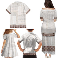 Samoa Siapo Brown Trimmed Family Matching Puletasi and Hawaiian Shirt Samoa White Sunday - Polynesian Pride