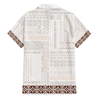 Samoa Siapo Brown Trimmed Family Matching Tank Maxi Dress and Hawaiian Shirt Samoa White Sunday - Polynesian Pride