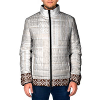Samoa Siapo Brown Trimmed Padded Jacket Samoa White Sunday LT01 Men Brown - Polynesian Pride