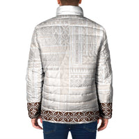 Samoa Siapo Brown Trimmed Padded Jacket Samoa White Sunday LT01 - Polynesian Pride