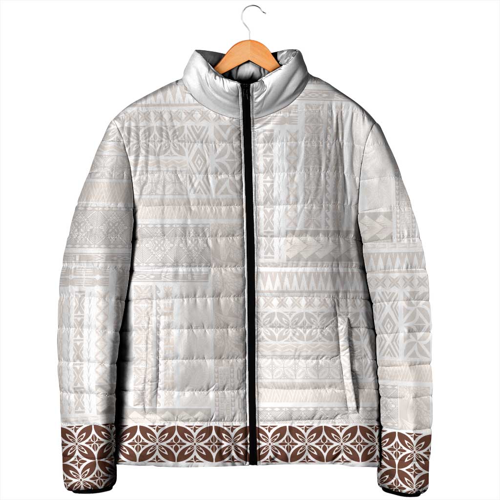 Samoa Siapo Brown Trimmed Padded Jacket Samoa White Sunday LT01 - Polynesian Pride