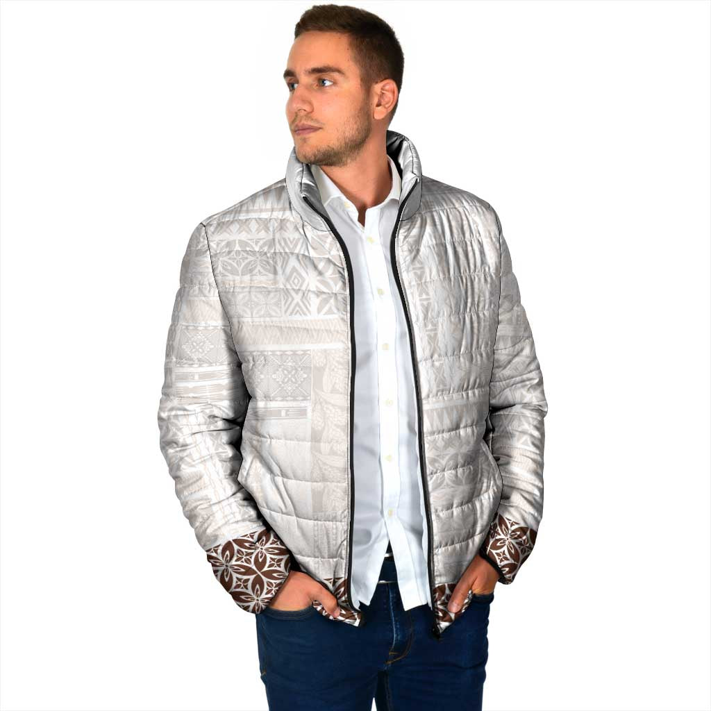 Samoa Siapo Brown Trimmed Padded Jacket Samoa White Sunday LT01 - Polynesian Pride