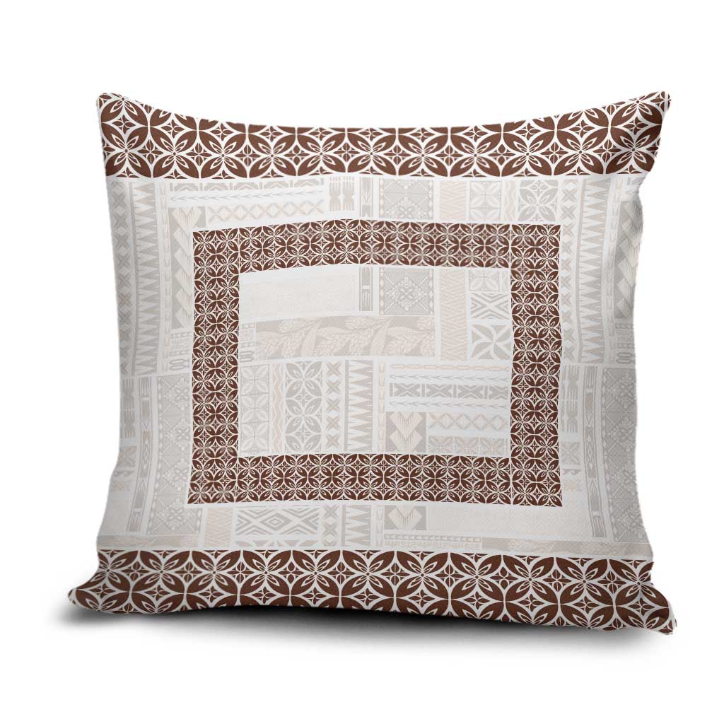 Samoa Siapo Brown Trimmed Pillow Cover Samoa White Sunday - Polynesian Pride