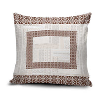 Samoa Siapo Brown Trimmed Pillow Cover Samoa White Sunday - Polynesian Pride