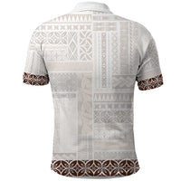 Samoa Siapo Brown Trimmed Polo Shirt Samoa White Sunday - Polynesian Pride
