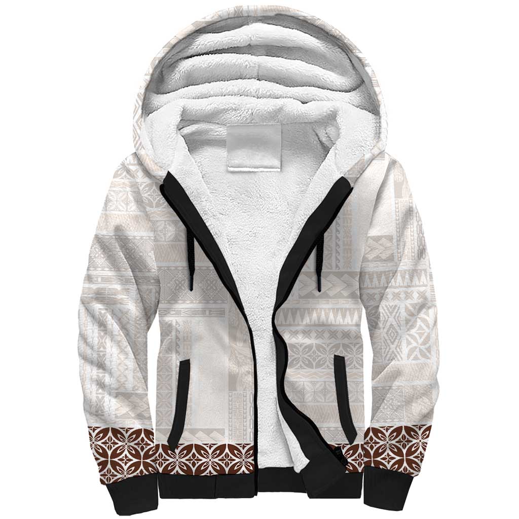 Samoa Siapo Brown Trimmed Sherpa Hoodie Samoa White Sunday LT01 Unisex Brown - Polynesian Pride