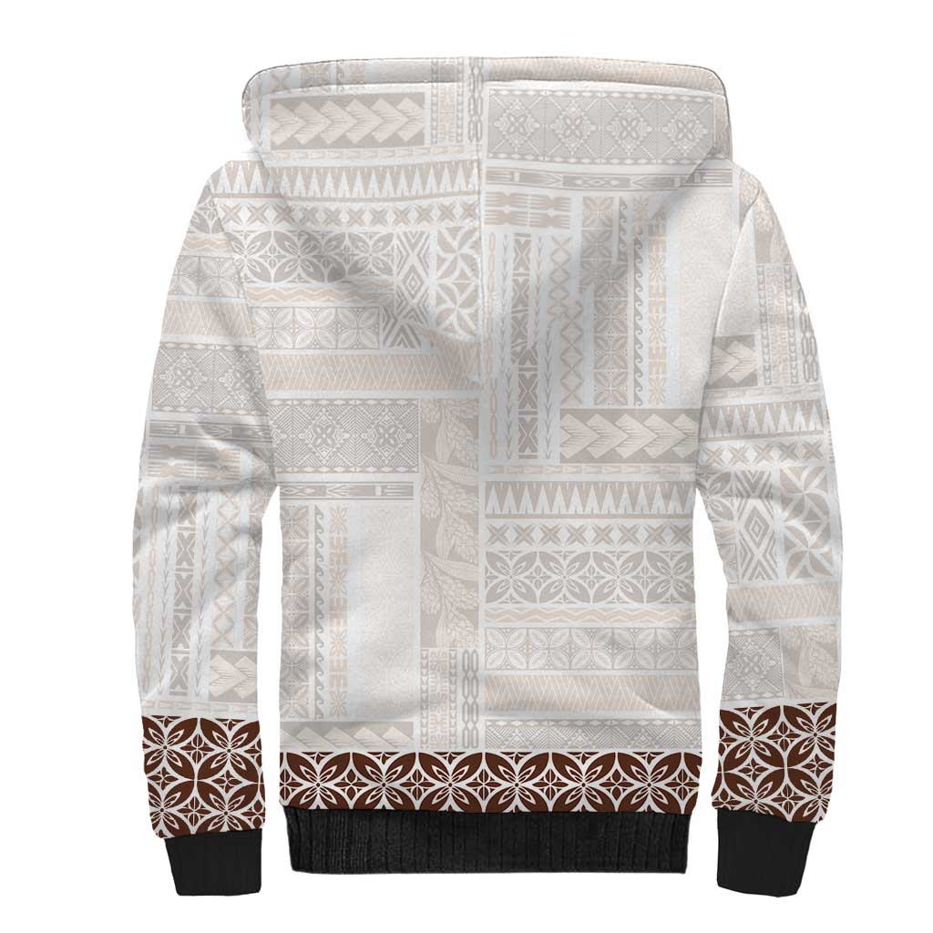 Samoa Siapo Brown Trimmed Sherpa Hoodie Samoa White Sunday LT01 - Polynesian Pride