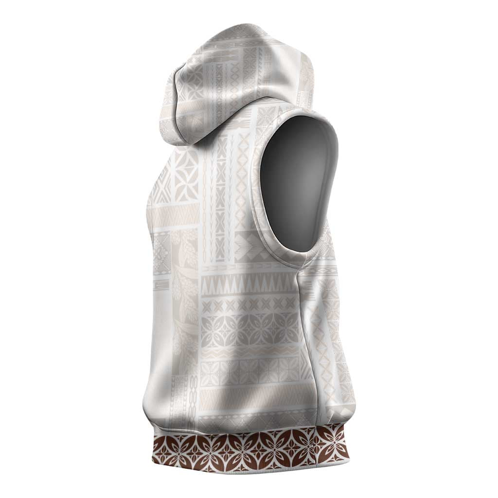 Samoa Siapo Brown Trimmed Sleeveless Hoodie Samoa White Sunday - Polynesian Pride
