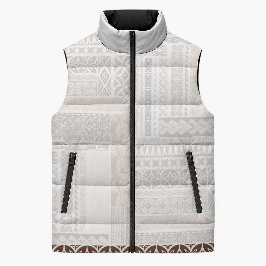 Samoa Siapo Brown Trimmed Sleeveless Puffer Jacket Samoa White Sunday LT01 Unisex Brown - Polynesian Pride