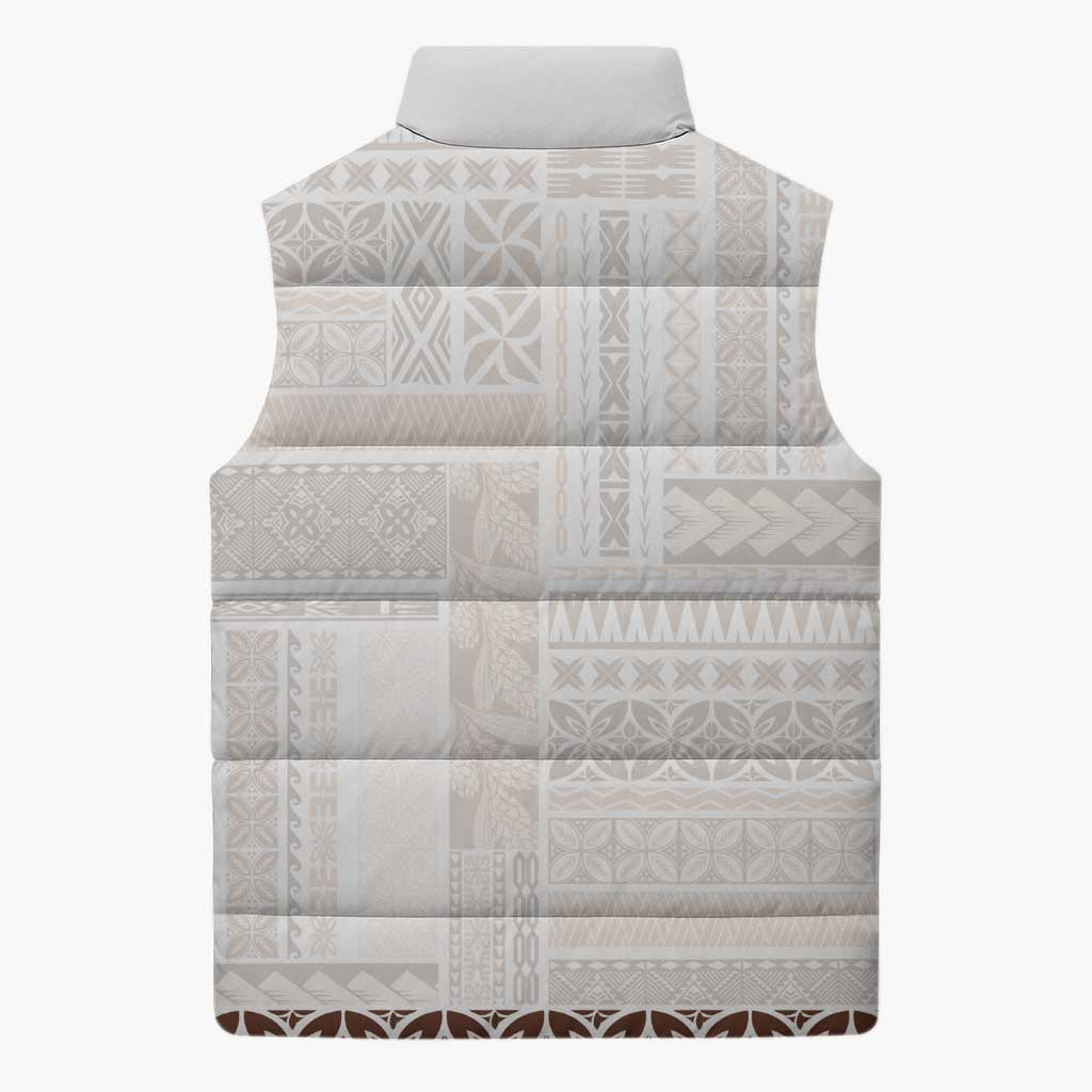 Samoa Siapo Brown Trimmed Sleeveless Puffer Jacket Samoa White Sunday LT01 - Polynesian Pride
