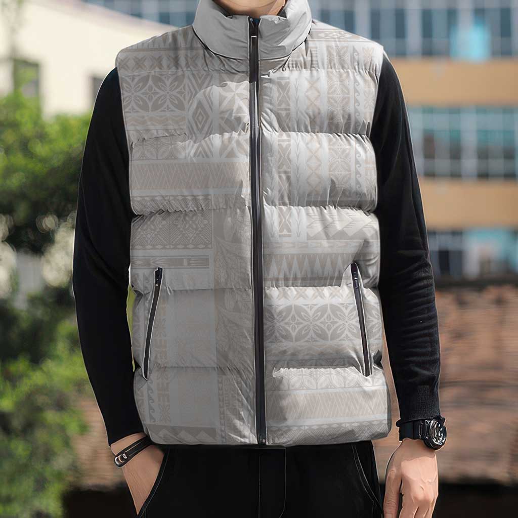 Samoa Siapo Brown Trimmed Sleeveless Puffer Jacket Samoa White Sunday LT01 - Polynesian Pride