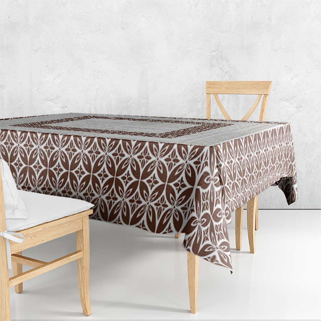Samoa Siapo Brown Trimmed Tablecloth Samoa White Sunday - Polynesian Pride