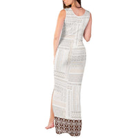 Samoa Siapo Brown Trimmed Tank Maxi Dress Samoa White Sunday - Polynesian Pride