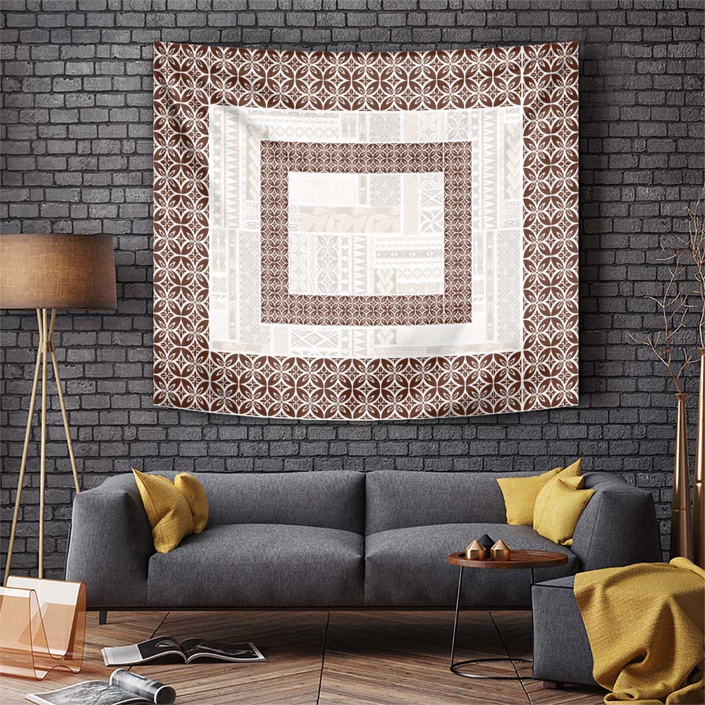 Samoa Siapo Brown Trimmed Tapestry Samoa White Sunday - Polynesian Pride