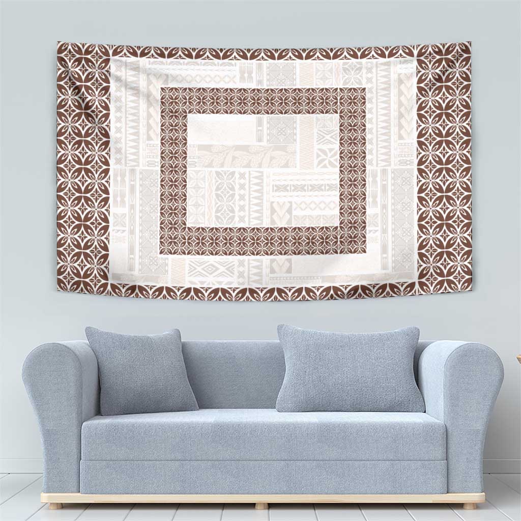Samoa Siapo Brown Trimmed Tapestry Samoa White Sunday - Polynesian Pride