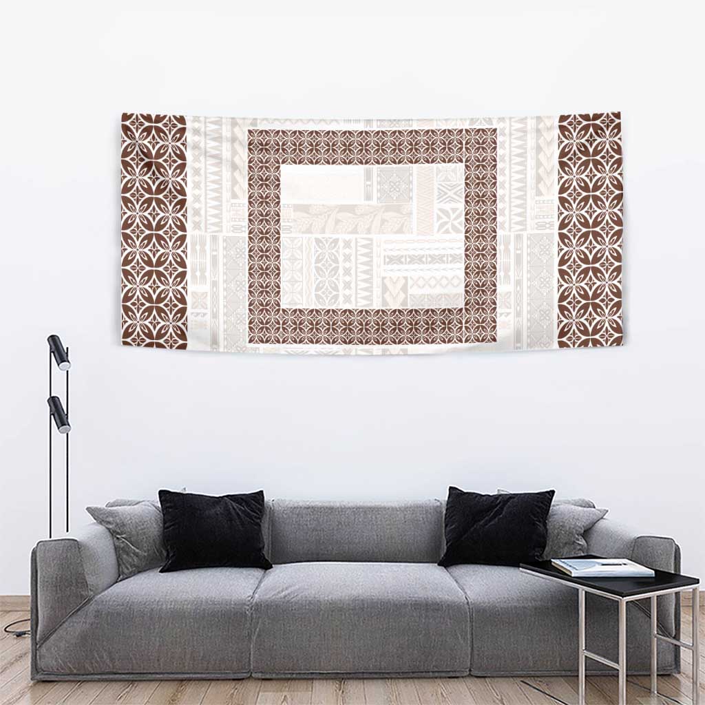 Samoa Siapo Brown Trimmed Tapestry Samoa White Sunday - Polynesian Pride