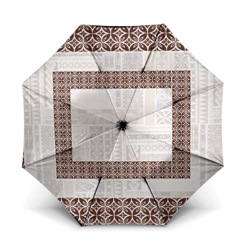 Samoa Siapo Brown Trimmed Umbrella Samoa White Sunday - Polynesian Pride