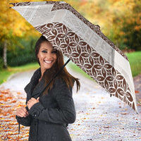 Samoa Siapo Brown Trimmed Umbrella Samoa White Sunday - Polynesian Pride