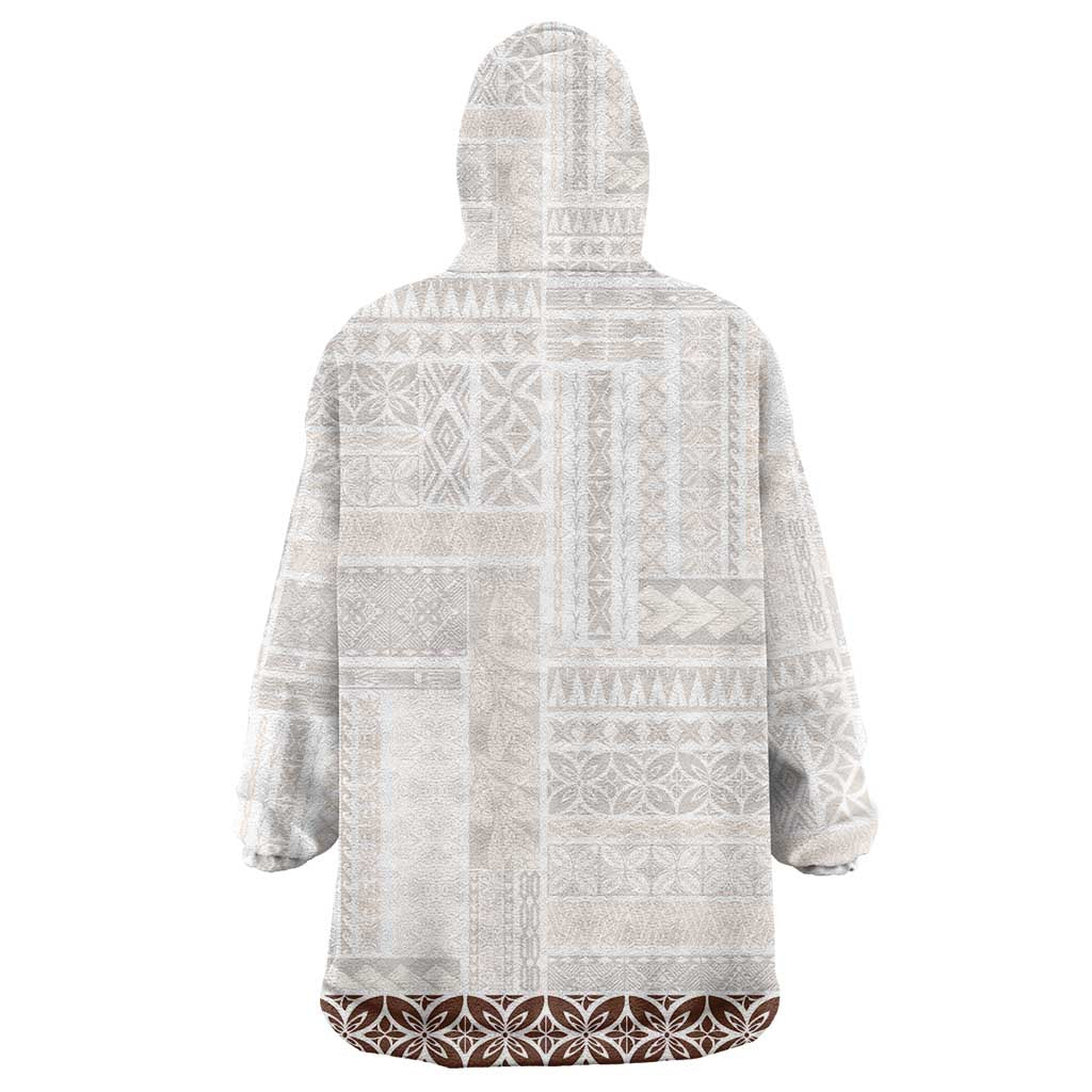 Samoa Siapo Brown Trimmed Wearable Blanket Hoodie Samoa White Sunday LT01 - Polynesian Pride