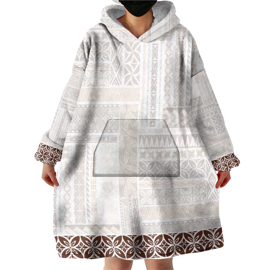 Samoa Siapo Brown Trimmed Wearable Blanket Hoodie Samoa White Sunday LT01 - Polynesian Pride