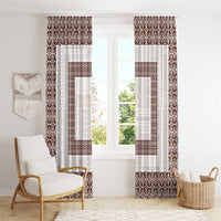 Samoa Siapo Brown Trimmed Window Curtain Samoa White Sunday - Polynesian Pride