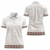Samoa Siapo Brown Trimmed Women Polo Shirt Samoa White Sunday - Polynesian Pride