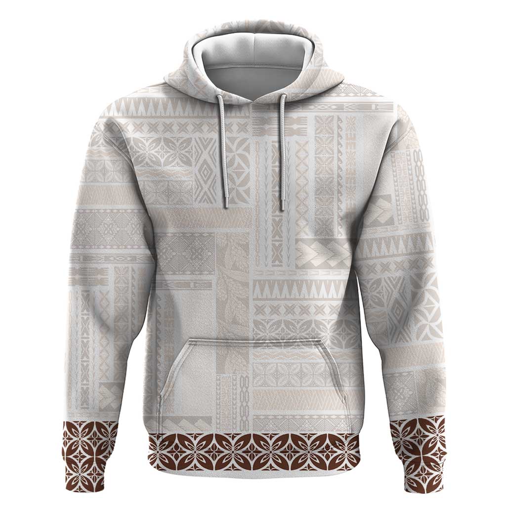 Samoa Siapo Brown Trimmed Zip Hoodie Samoa White Sunday - Polynesian Pride