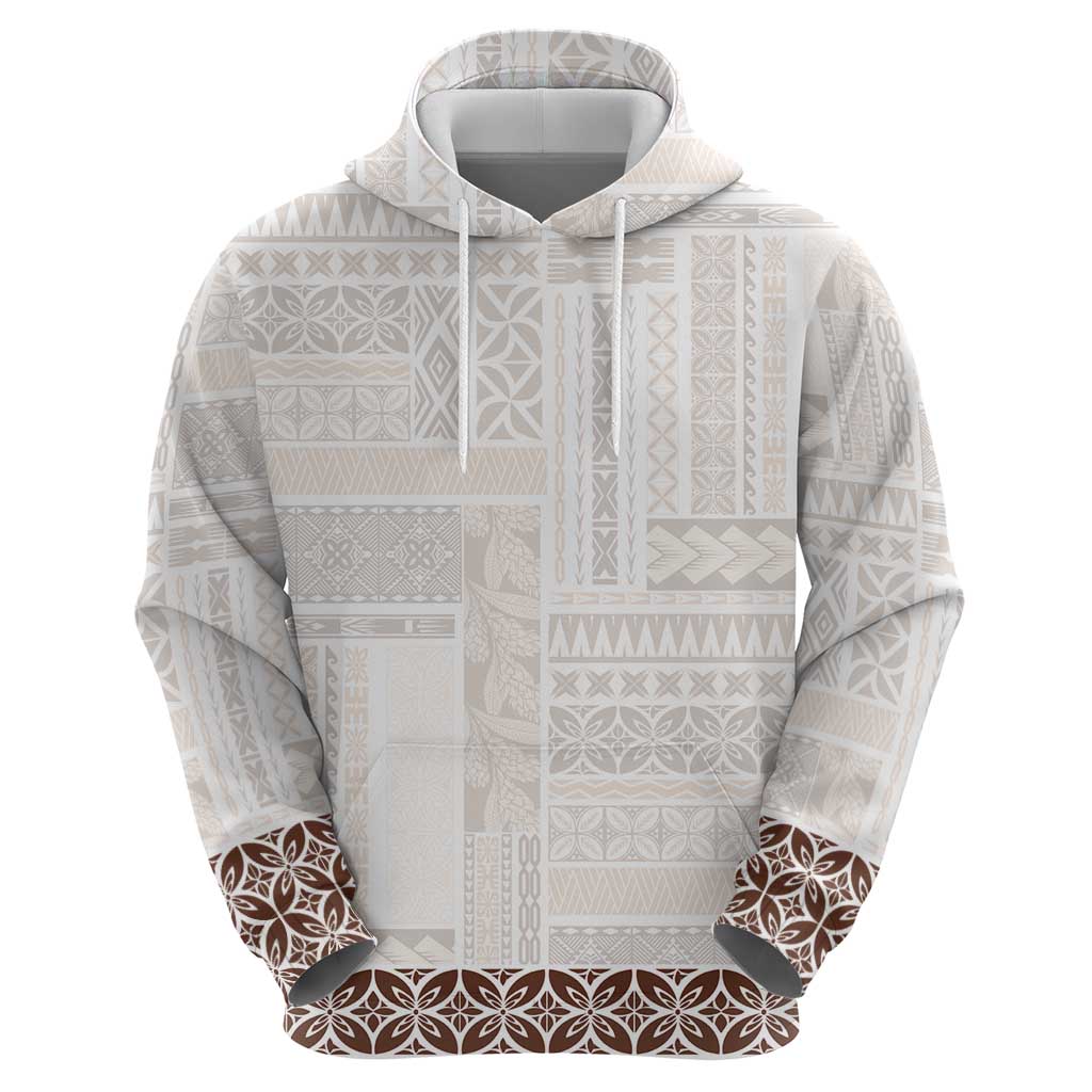 Samoa Siapo Brown Trimmed Zip Hoodie Samoa White Sunday - Polynesian Pride