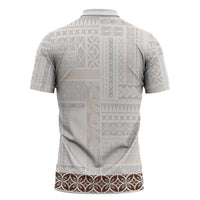 Samoa Siapo Brown Trimmed Zipper Polo Shirt Samoa White Sunday - Polynesian Pride