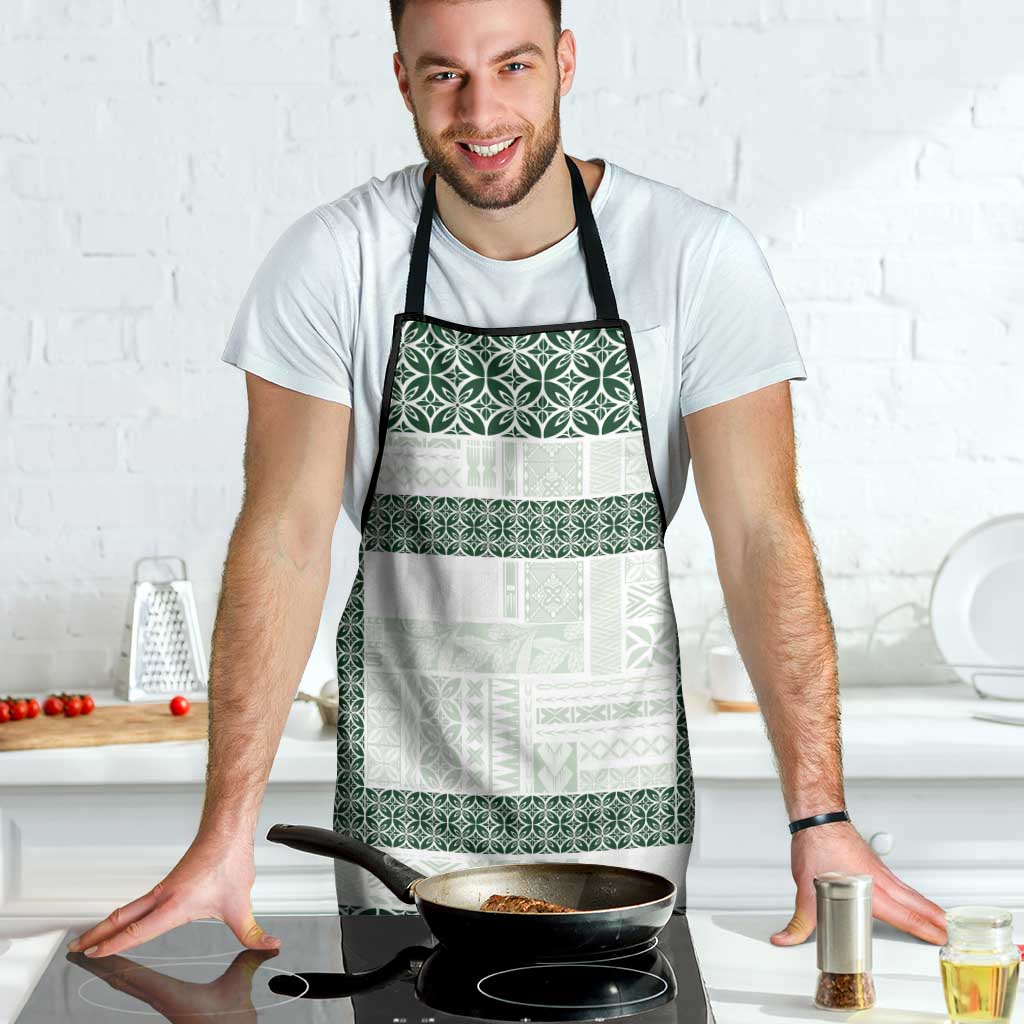 Samoa Siapo Green Trimmed Apron Samoa White Sunday - Polynesian Pride