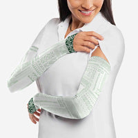 Samoa Siapo Green Trimmed Arm Sleeves Samoa White Sunday - Polynesian Pride