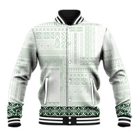 Samoa Siapo Green Trimmed Baseball Jacket Samoa White Sunday LT01 Unisex Green - Polynesian Pride