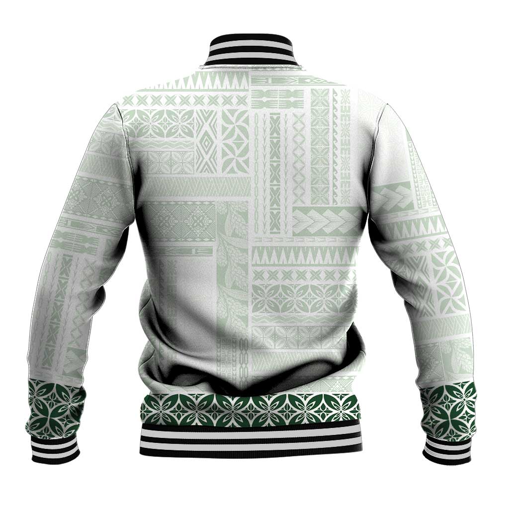 Samoa Siapo Green Trimmed Baseball Jacket Samoa White Sunday LT01 - Polynesian Pride