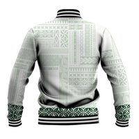 Samoa Siapo Green Trimmed Baseball Jacket Samoa White Sunday LT01 - Polynesian Pride