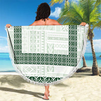 Samoa Siapo Green Trimmed Beach Blanket Samoa White Sunday LT01 - Polynesian Pride